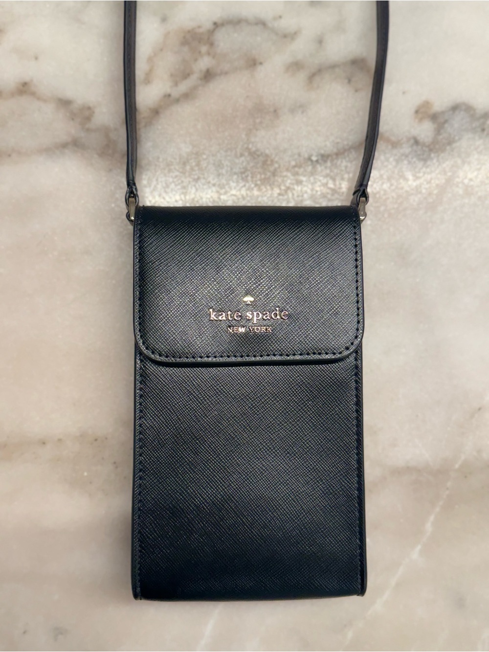 kate spade Black Leather Crossbody Phone Wallet